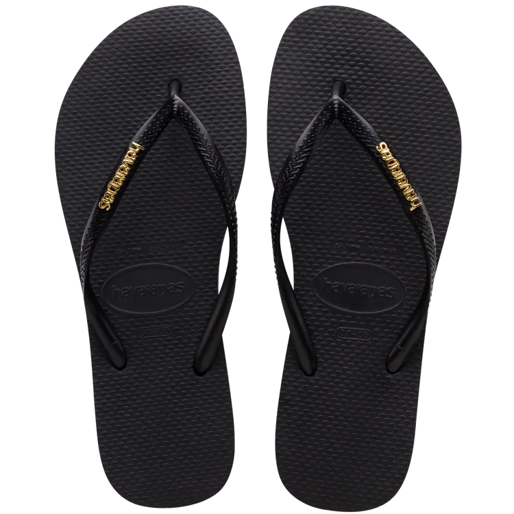 4119875 Slim Logo Metallic Flip Flops
