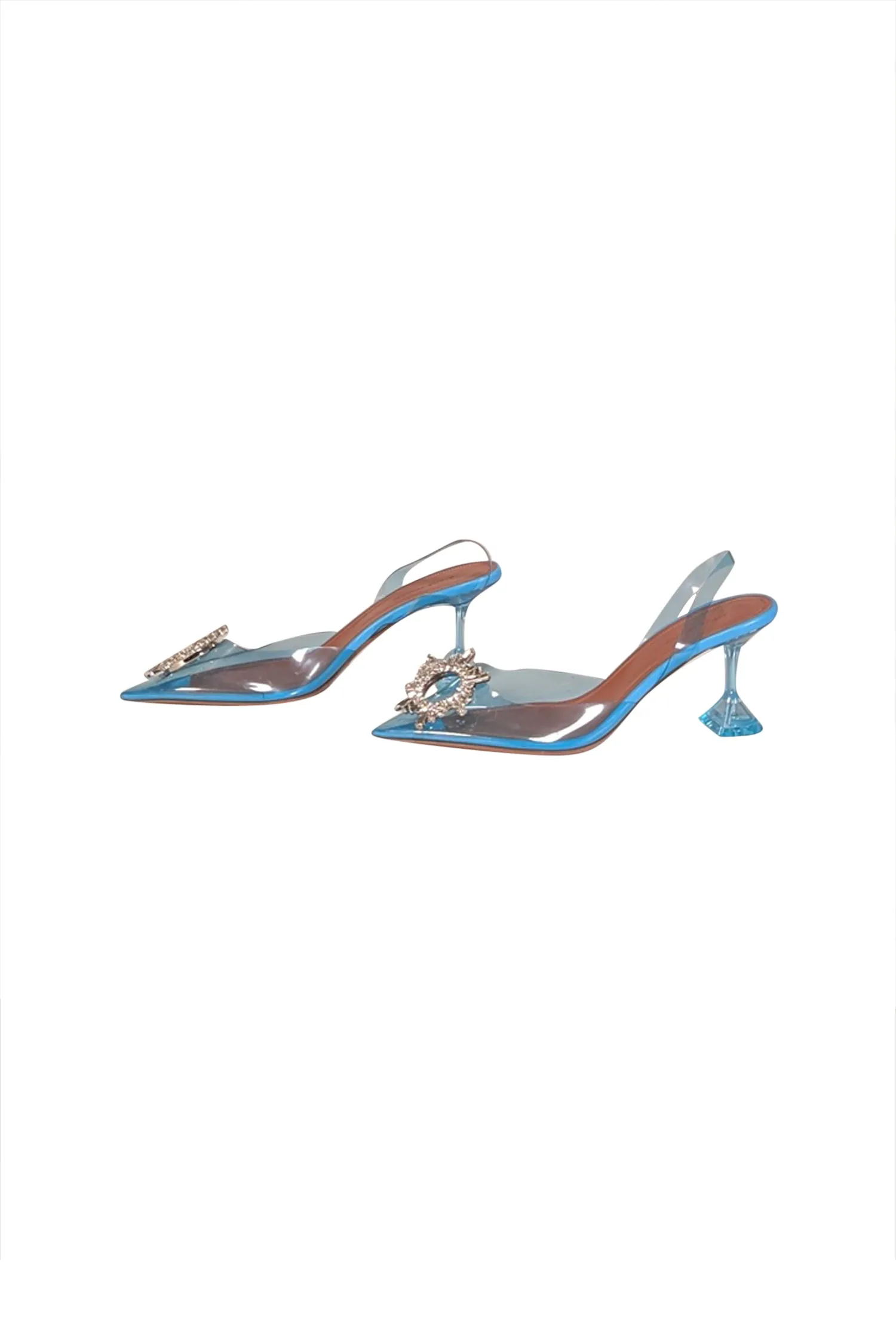 Amina Muaddi - Sky Blue Transparent "Begum 95mm" Pumps Sz 9.5