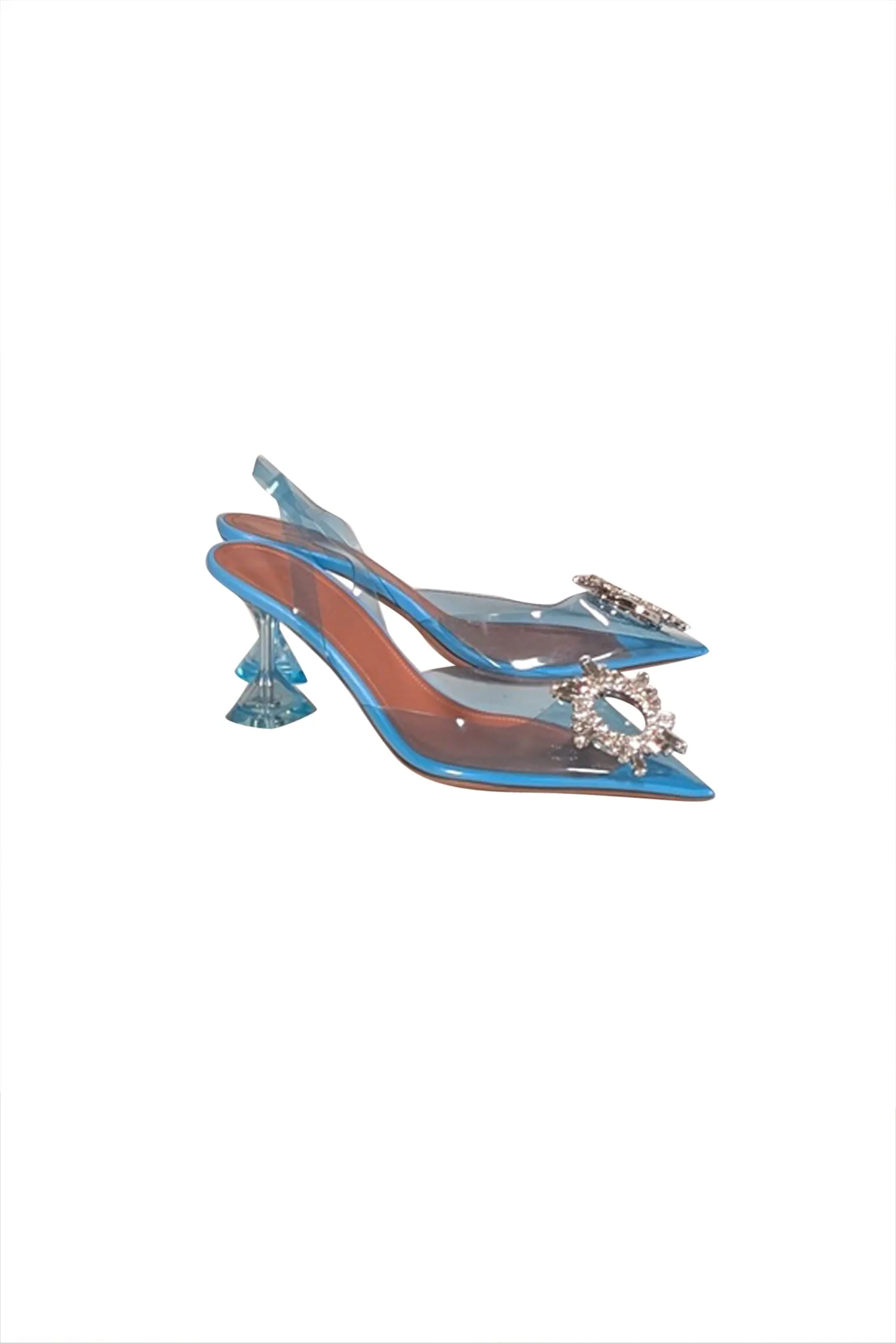 Amina Muaddi - Sky Blue Transparent "Begum 95mm" Pumps Sz 9.5