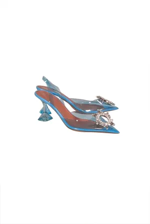 Amina Muaddi - Sky Blue Transparent "Begum 95mm" Pumps Sz 9.5