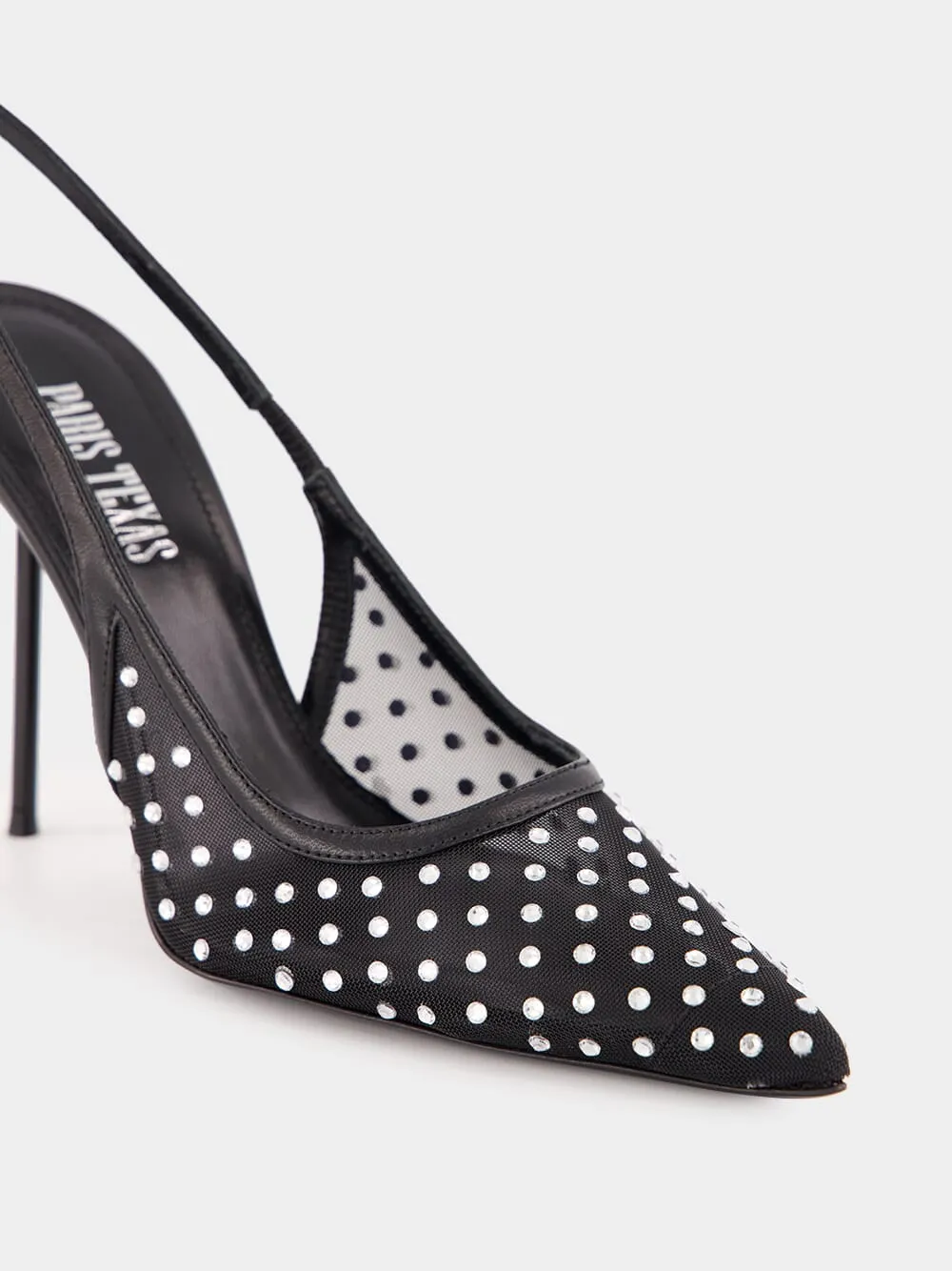 Black Lidia Crystal Slingback