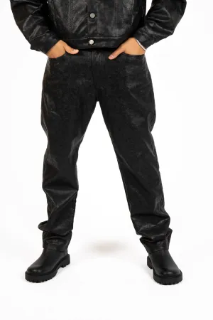 Black PU Paisley Embossed Trouser