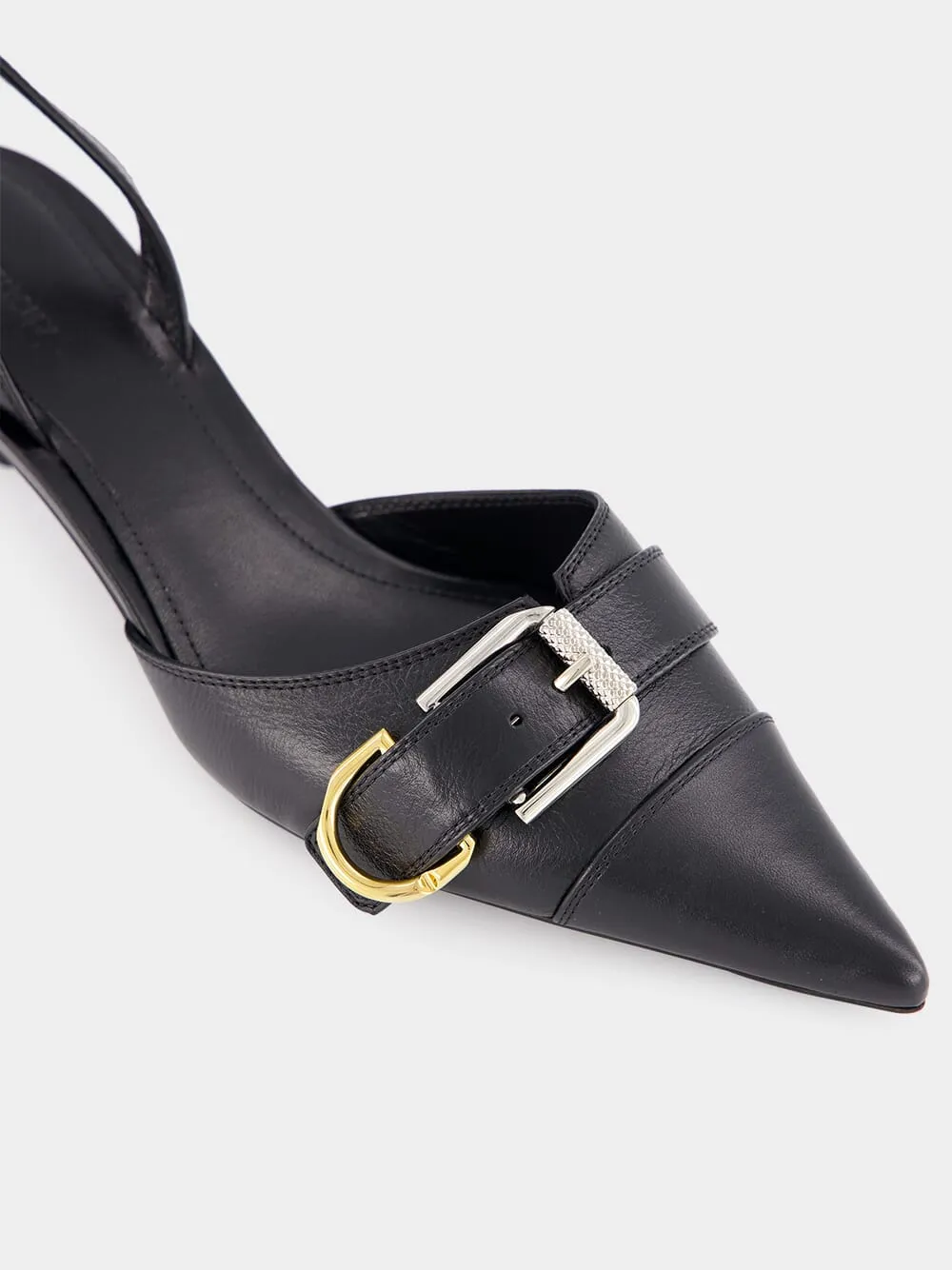 Black Voyou Slingbacks