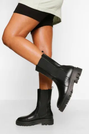 Boohoo High Calf Chelsea Boots, Black