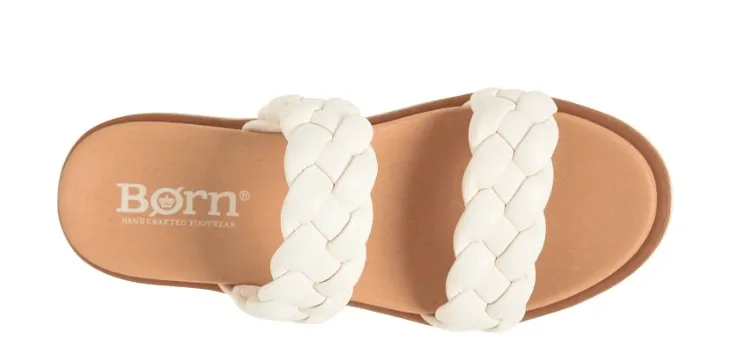 Born Women's Freesia White Leather Braided Strap Sandals BR0048101-WHT