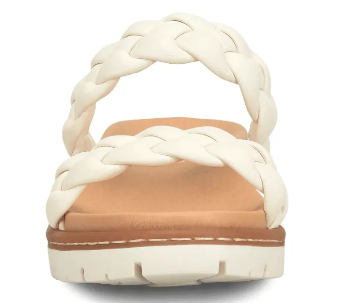 Born Women's Freesia White Leather Braided Strap Sandals BR0048101-WHT