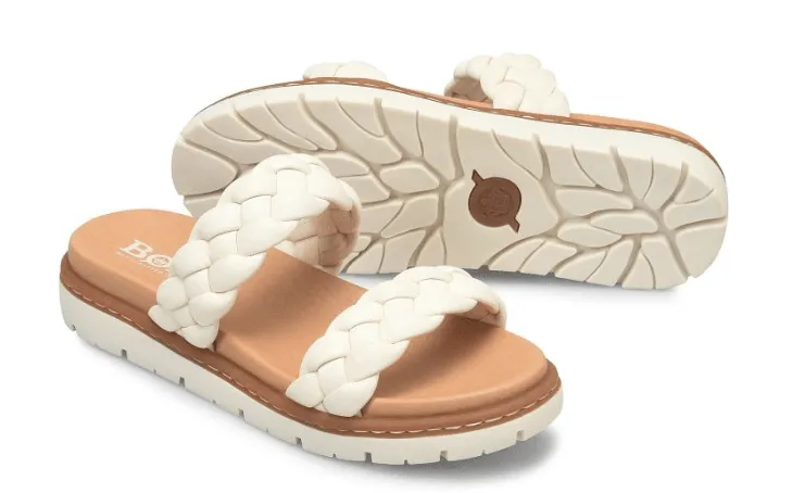 Born Women's Freesia White Leather Braided Strap Sandals BR0048101-WHT