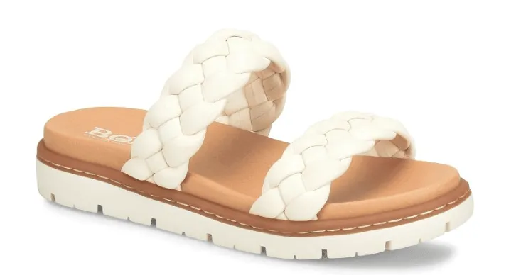 Born Women's Freesia White Leather Braided Strap Sandals BR0048101-WHT