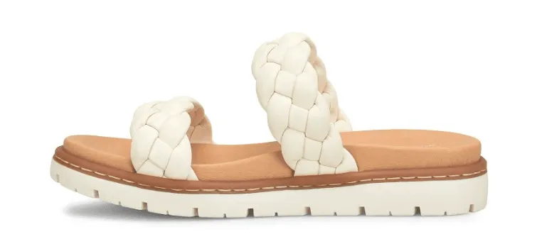 Born Women's Freesia White Leather Braided Strap Sandals BR0048101-WHT