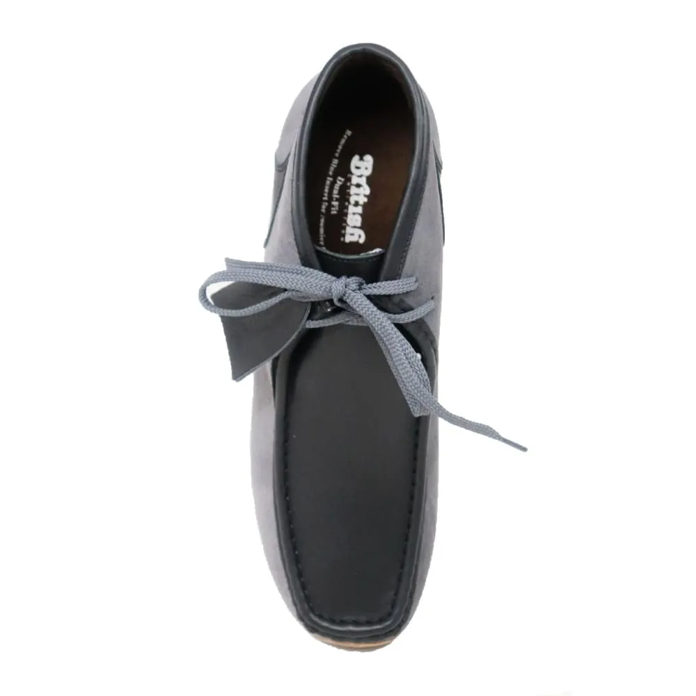 British Walkers New Castle Gt Wallabee Boots Men's Gray Suede and Black Leather