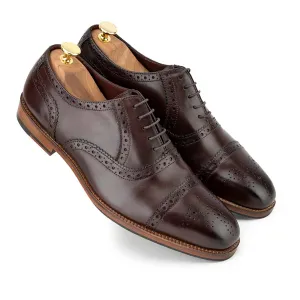 Brown Classic Welted Captoe Oxfords
