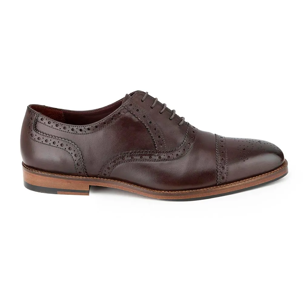 Brown Classic Welted Captoe Oxfords