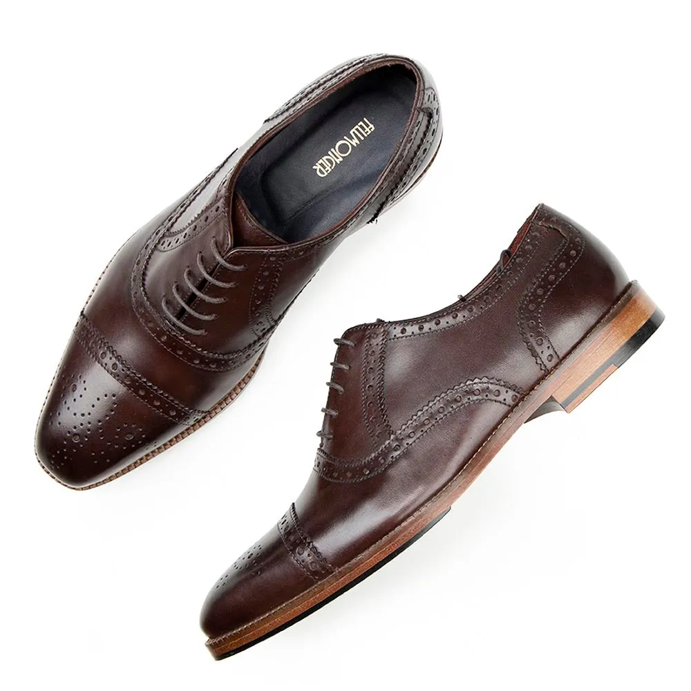 Brown Classic Welted Captoe Oxfords