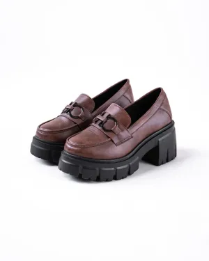 Chain Decor Korean Style Chunky Brown Shoes