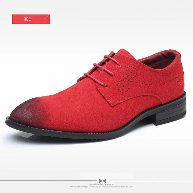 Classic Retro Brogue Oxfords Suede Leather Shoes