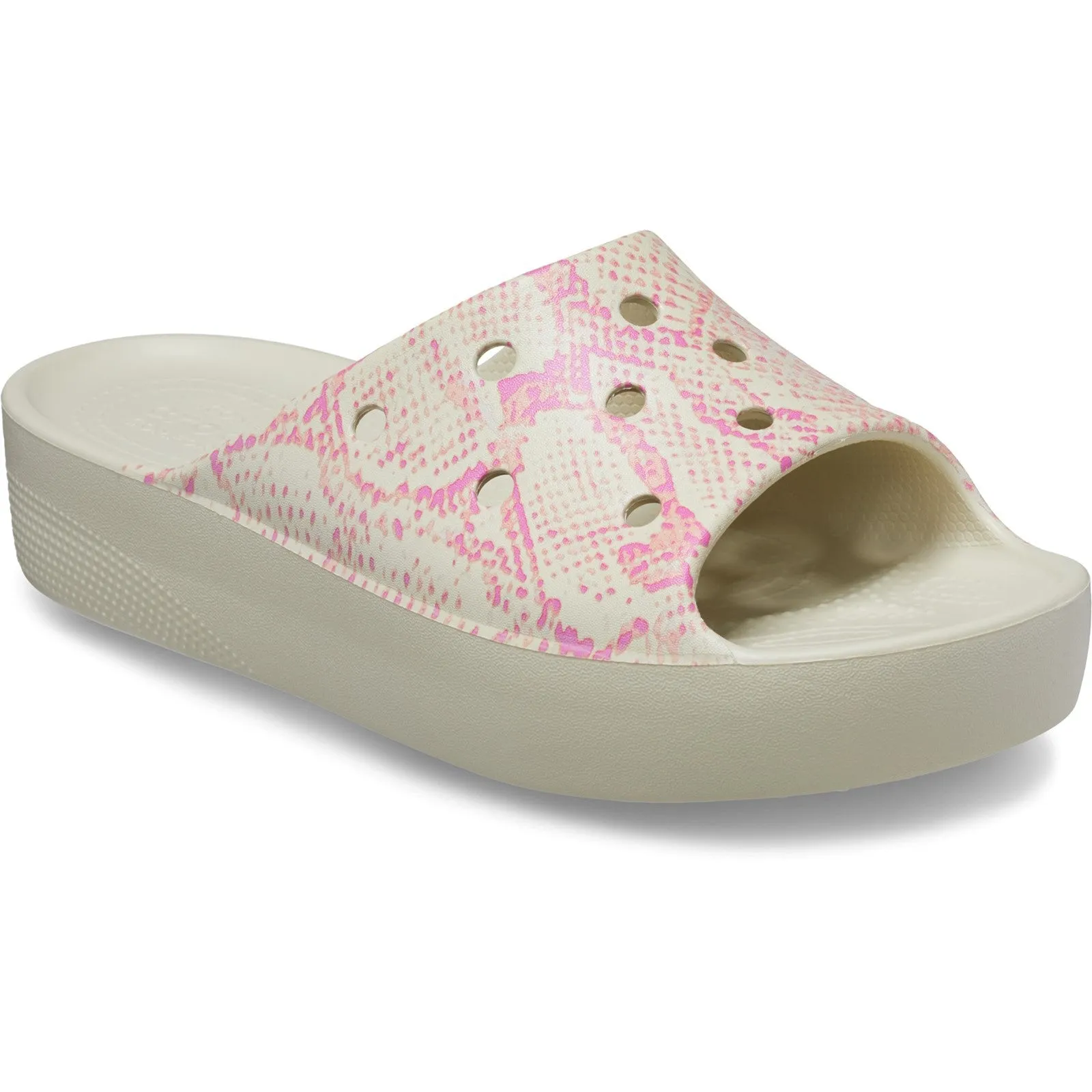 Crocs Classic Platform Snake Print Slide Bone