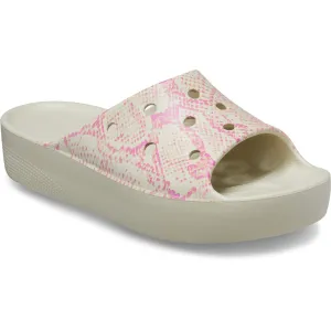 Crocs Classic Platform Snake Print Slide Bone
