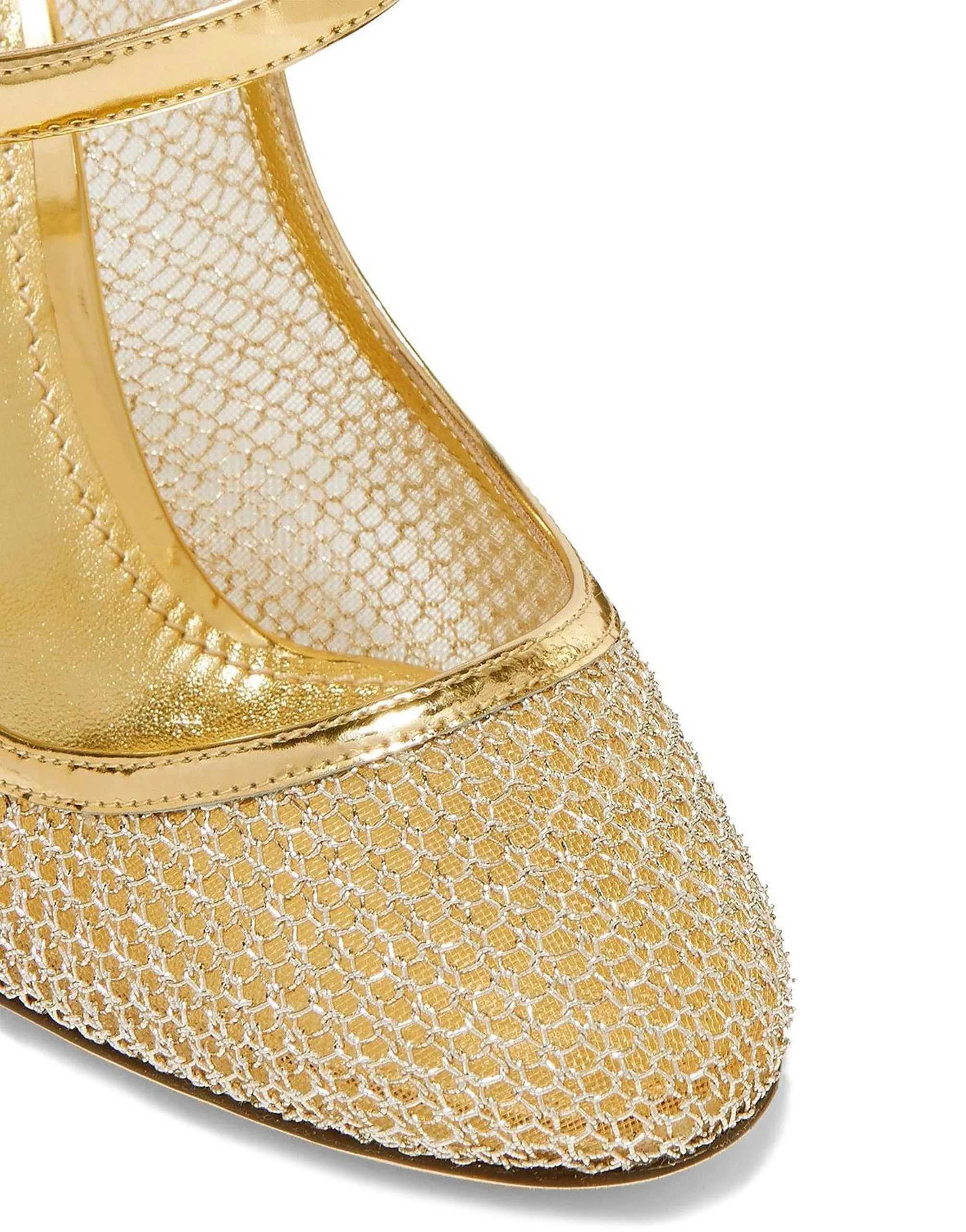 Crystal-Embellished Metallic Mary Jane Pumps