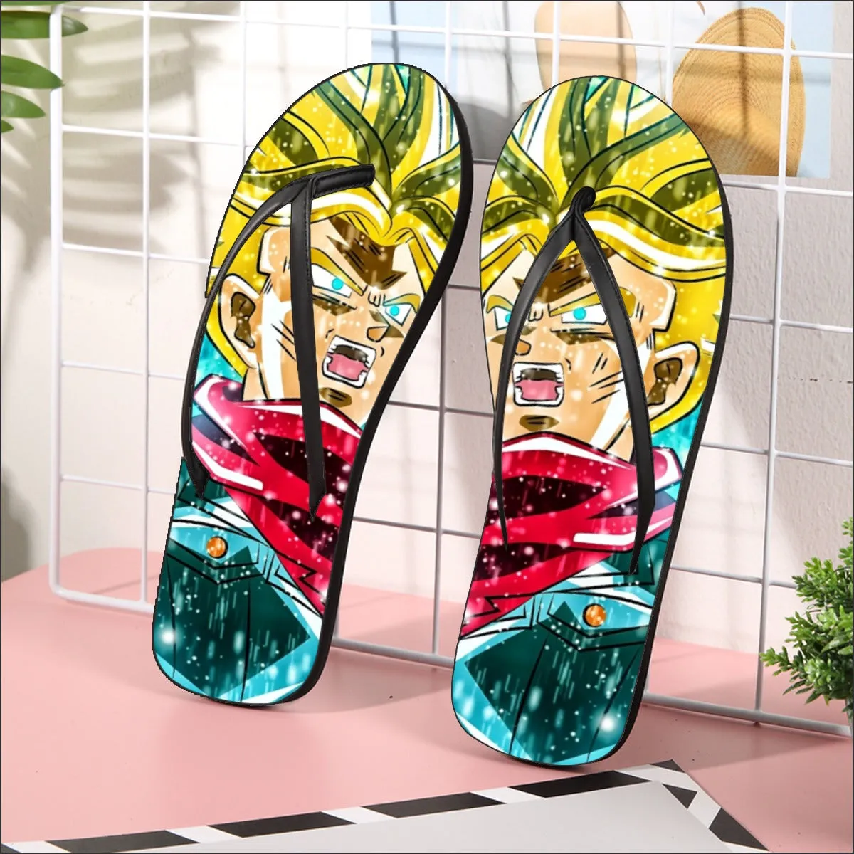 DBZ Trunks Super Saiyan Powerful Battle Ultimate Transformation Design Flip Flops