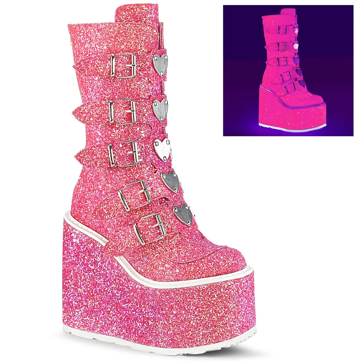 DemoniaCult Swing 230G Womens Platform Calf Length Boots