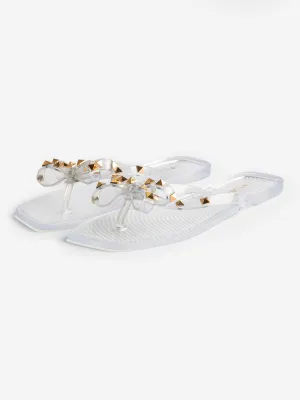 Embellished Bow Tie Flip Flops