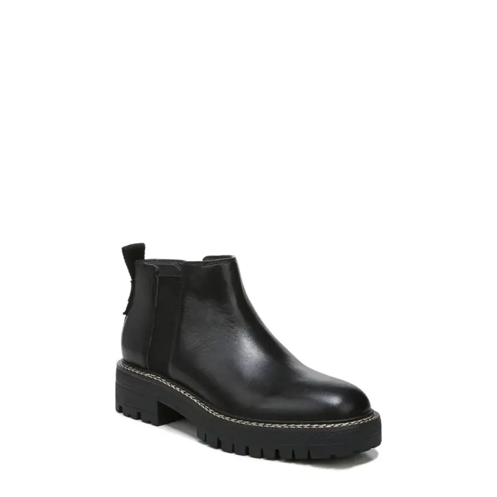 Flora Black Leather Franco Sarto Ankle Boots