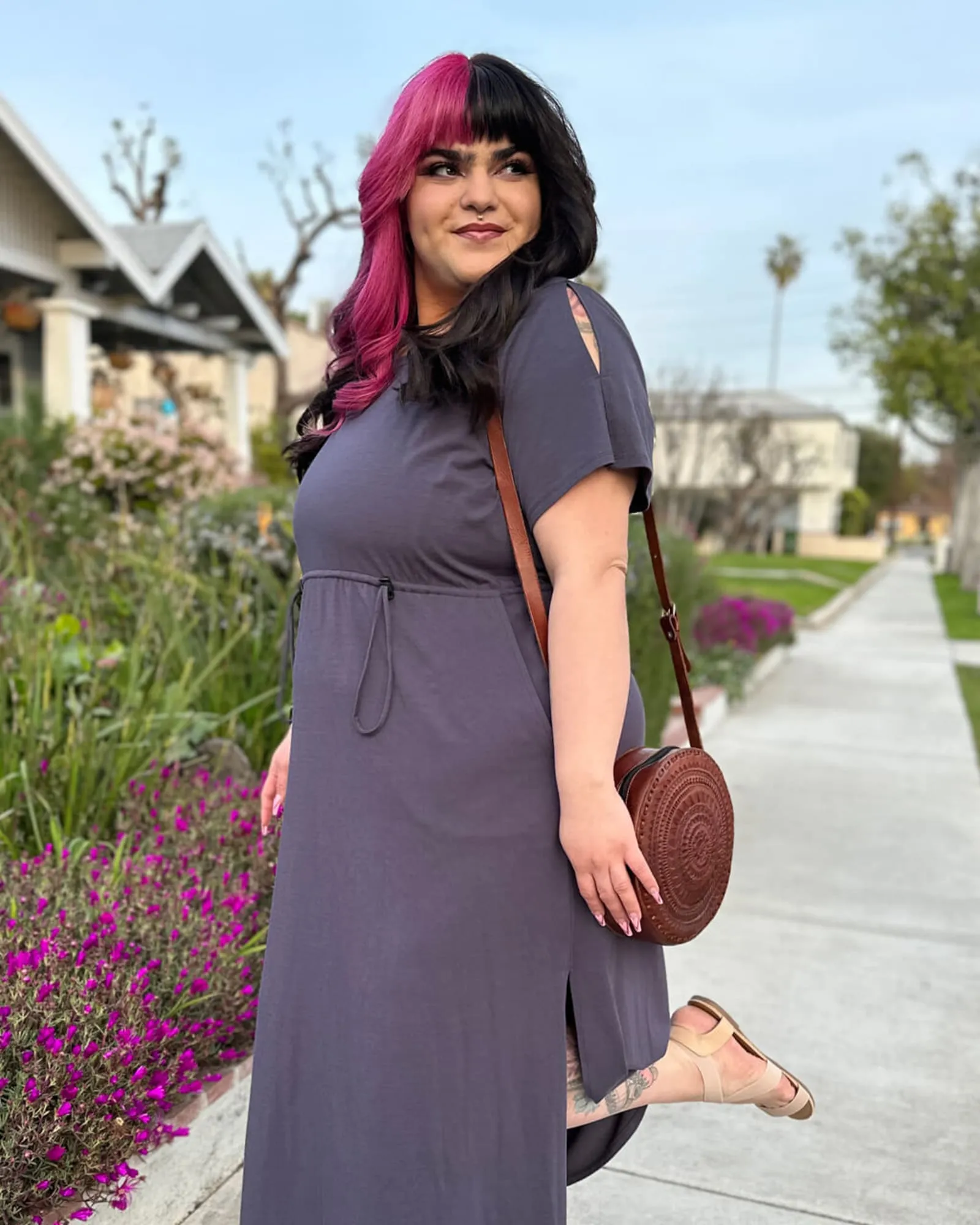 Flutter Sleeve A-Line Dress | Dusty Violet