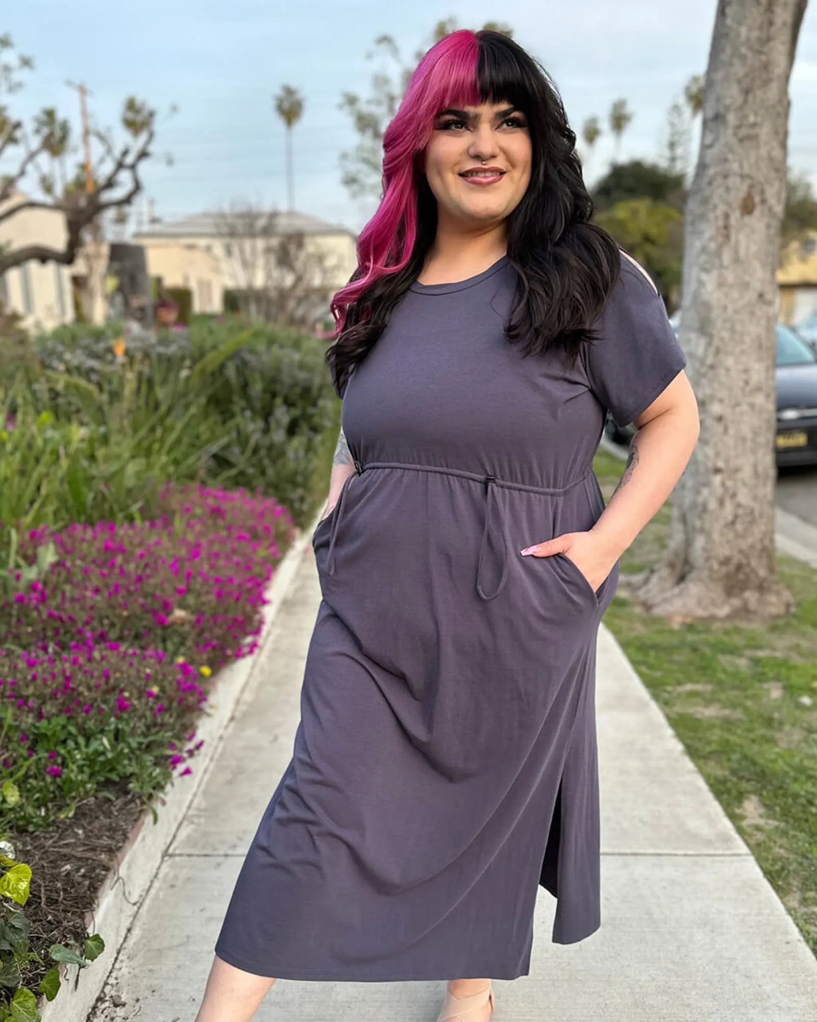 Flutter Sleeve A-Line Dress | Dusty Violet