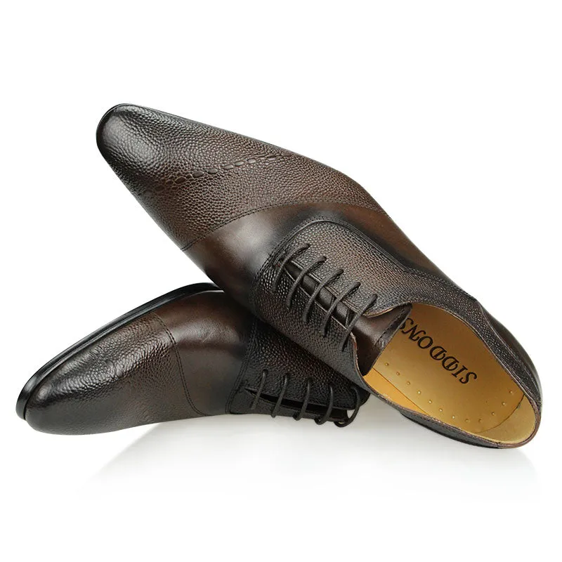 Francis - Dark Academia Dress Oxford Classic Gentleman Style Lace Up Pointed Leather Shoes