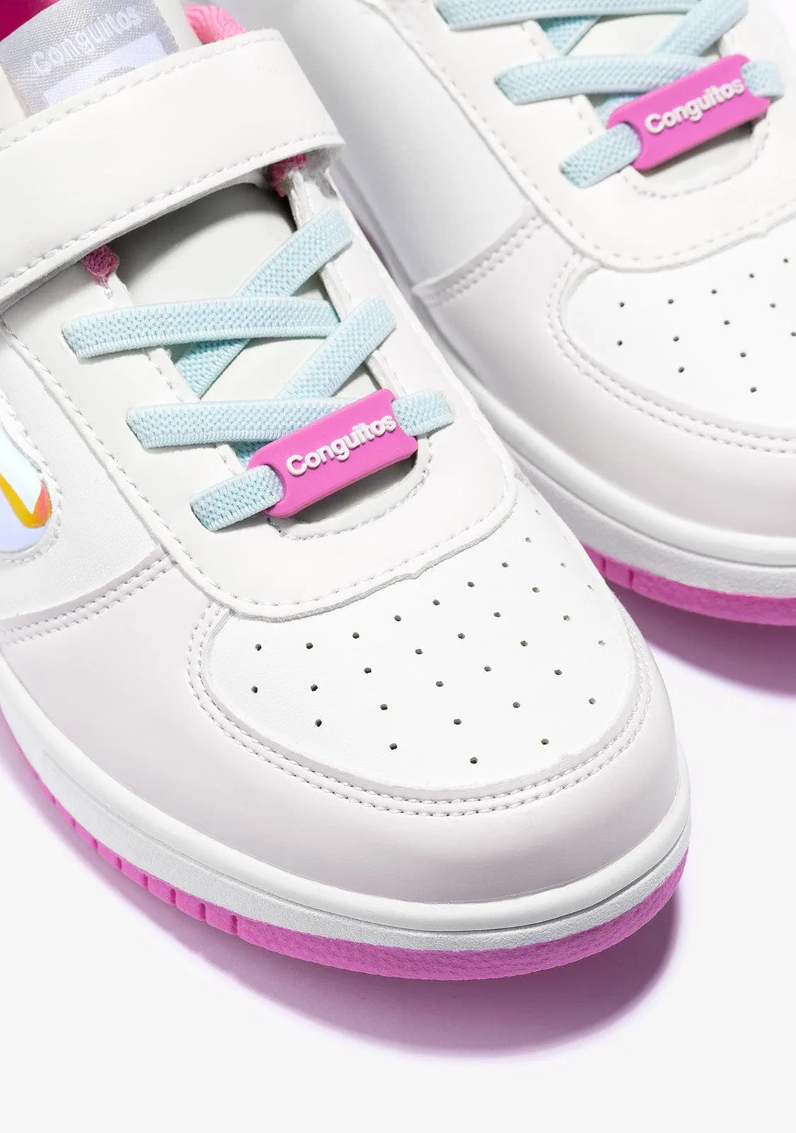 Girl's White Solar With Lights Sneakers