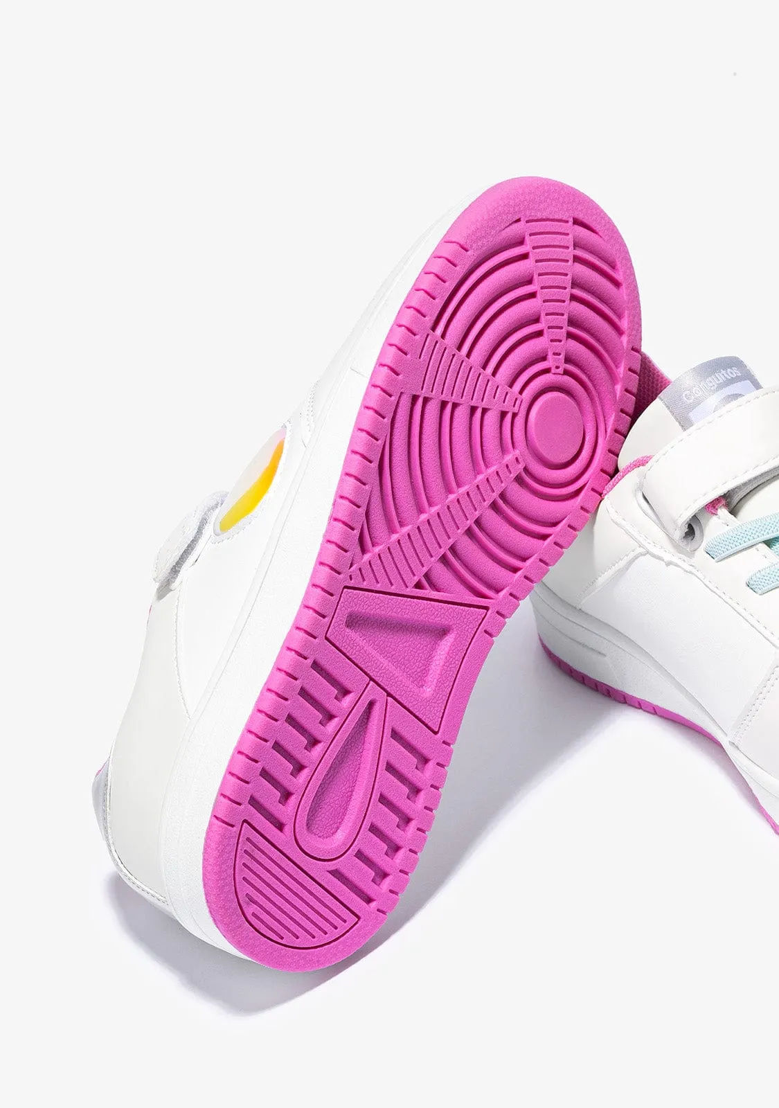 Girl's White Solar With Lights Sneakers