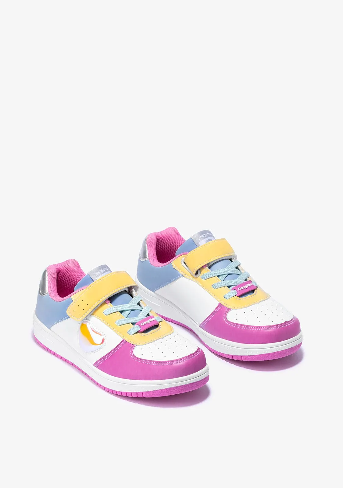 Girl's White Solar With Lights Sneakers
