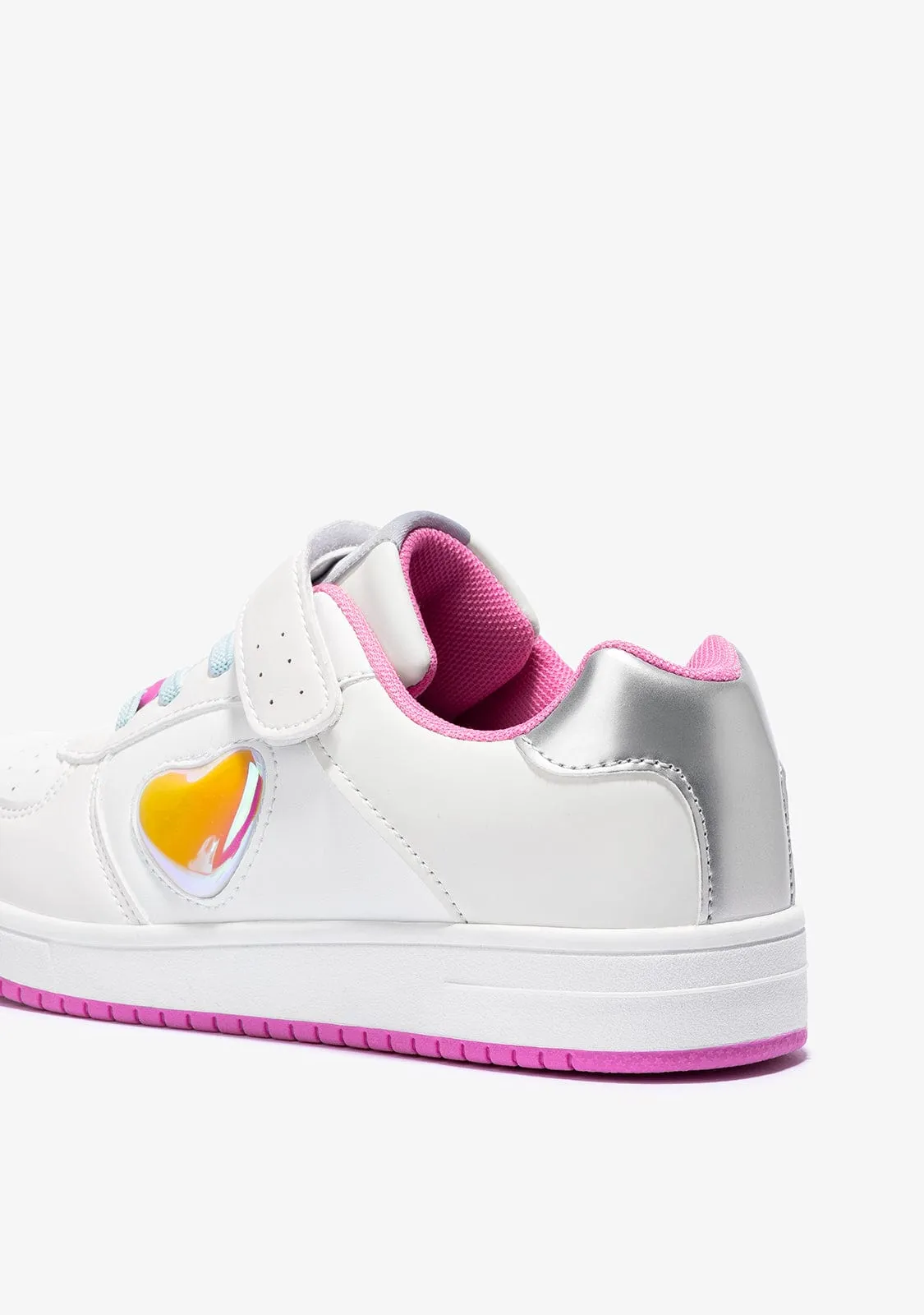 Girl's White Solar With Lights Sneakers