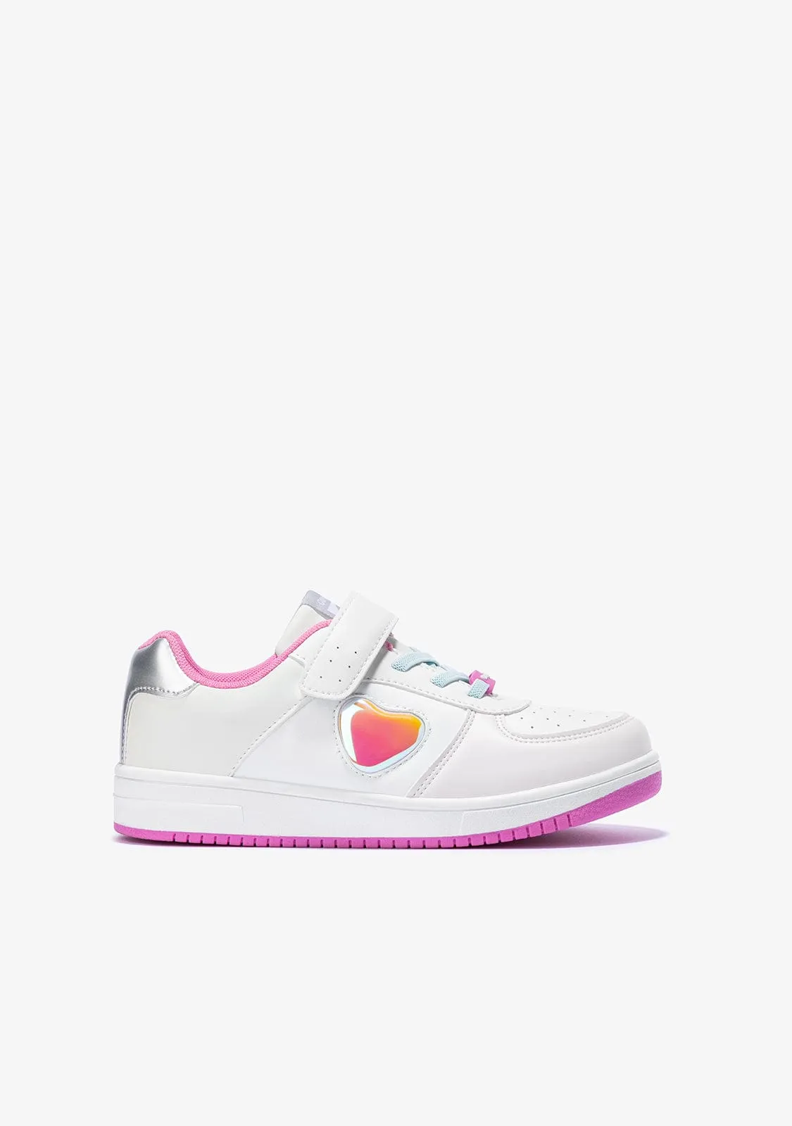 Girl's White Solar With Lights Sneakers