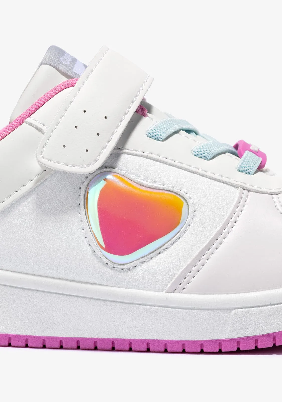 Girl's White Solar With Lights Sneakers