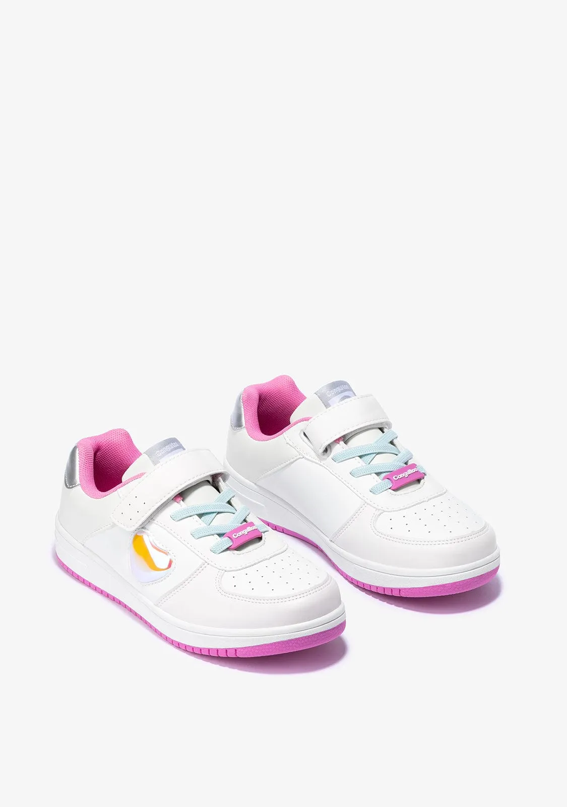 Girl's White Solar With Lights Sneakers