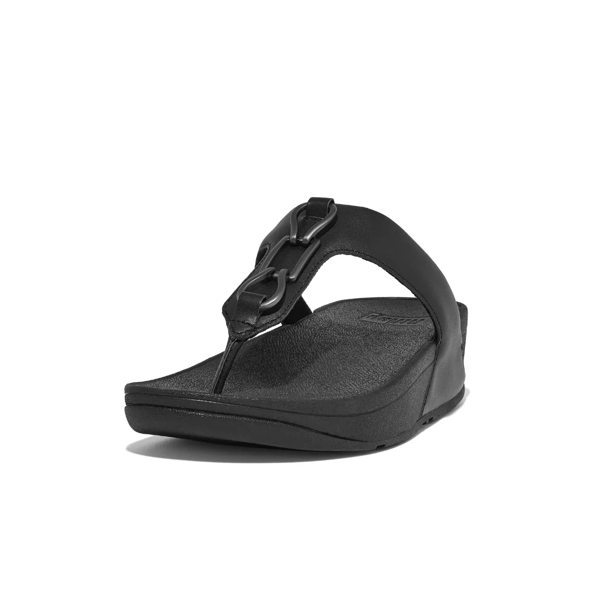 HALLYE Chain Leather Toe-Post Sandals