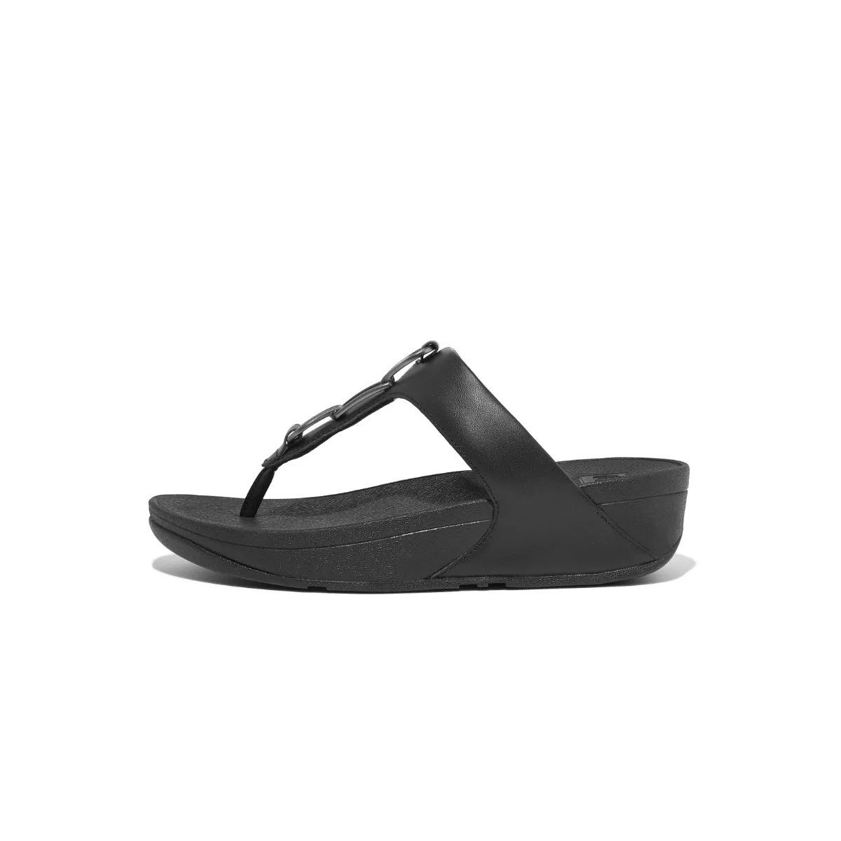 HALLYE Chain Leather Toe-Post Sandals