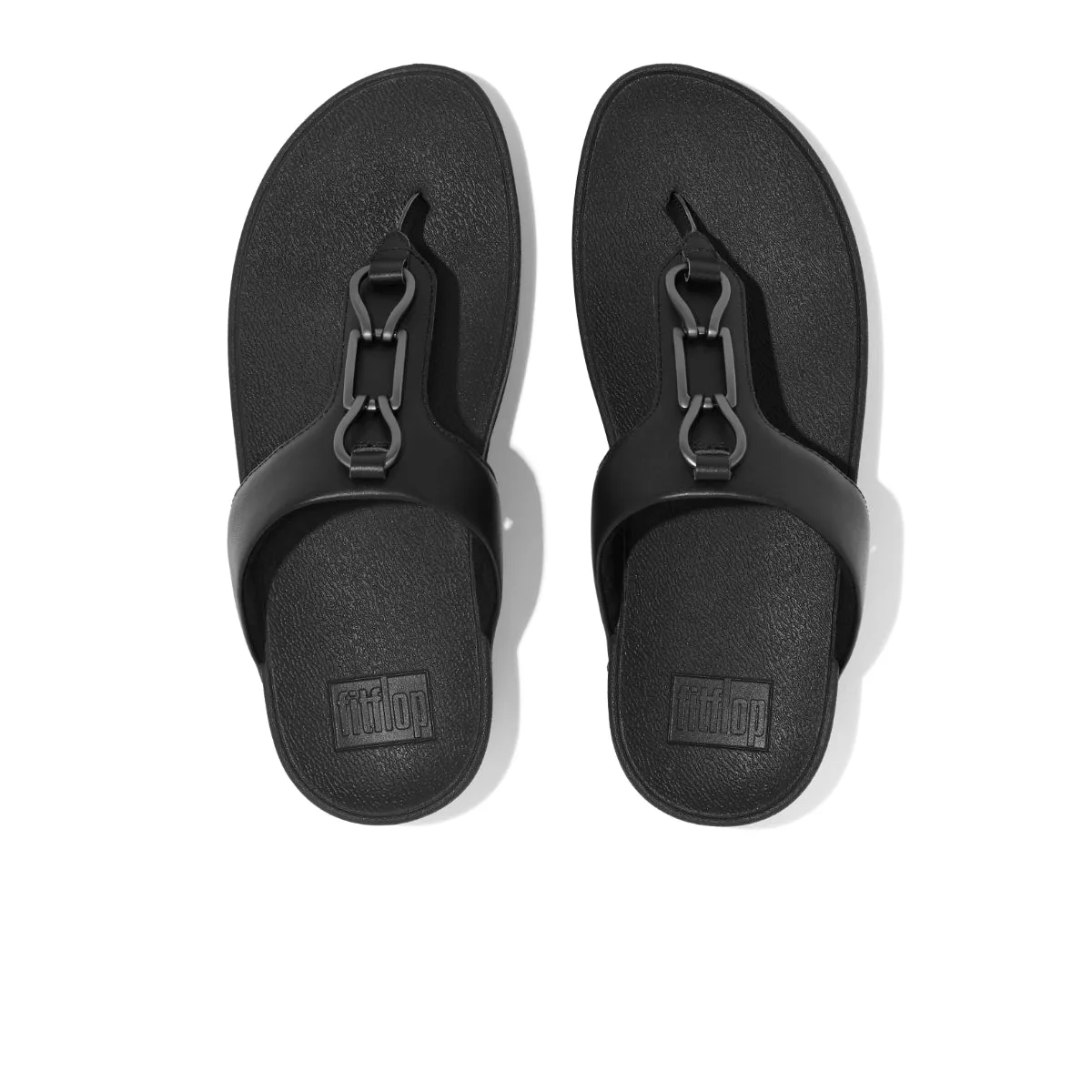 HALLYE Chain Leather Toe-Post Sandals
