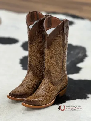 HAND TOOLED FLOR DE LUZ MIEL POINT TOE