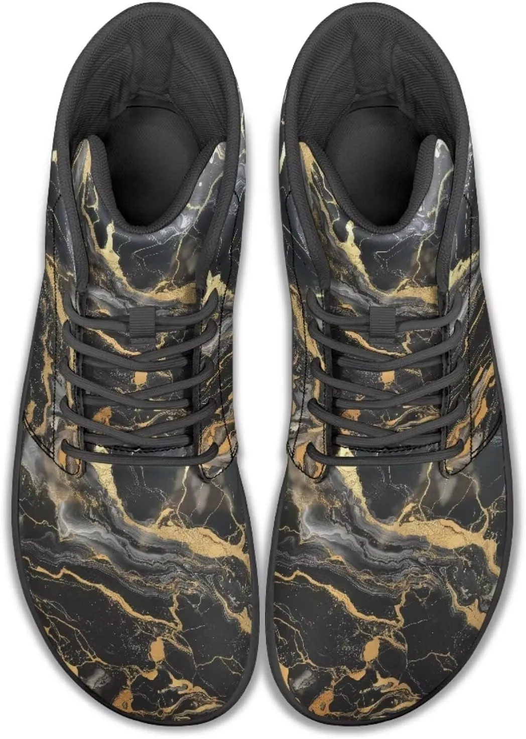 Howilath Marble Print High Top Sneakers for Men Wide Toe Barefoot Shoes Waterproof Running Cross Training Shoe
