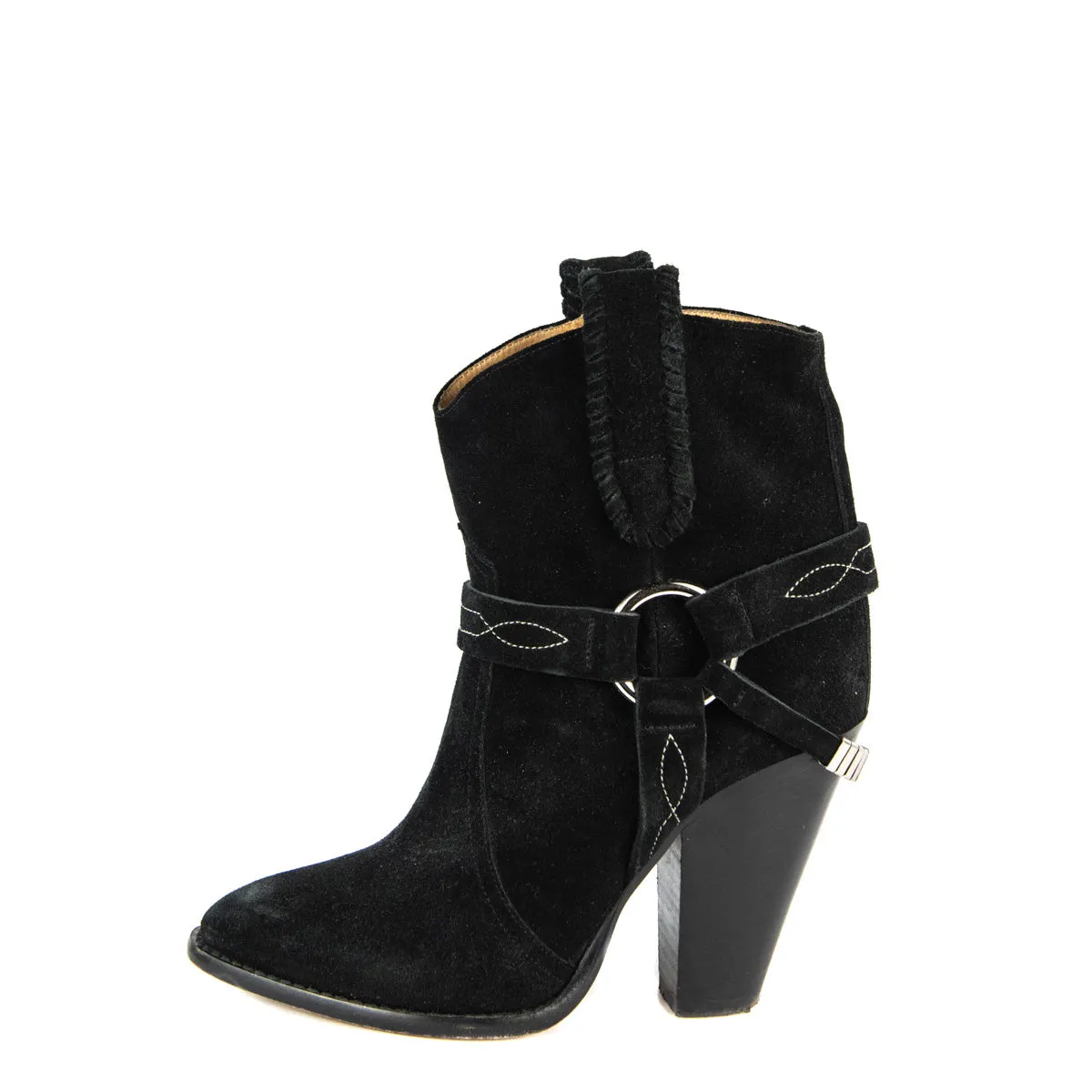 Isabel Marant Etoile Black Suede Ankle Boots Size 6 | FR 37