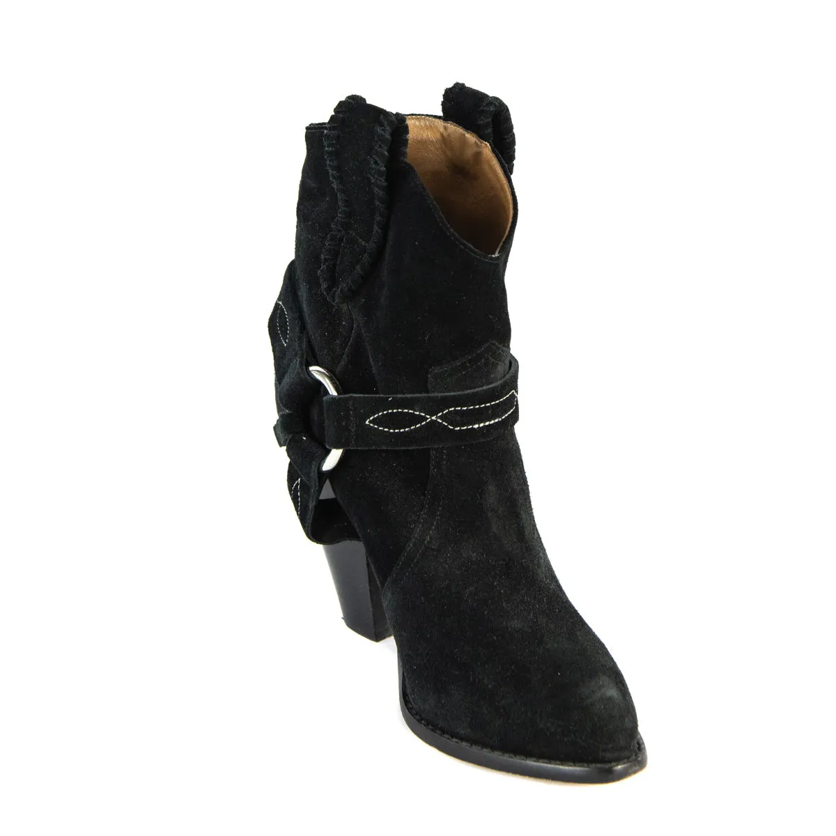 Isabel Marant Etoile Black Suede Ankle Boots Size 6 | FR 37
