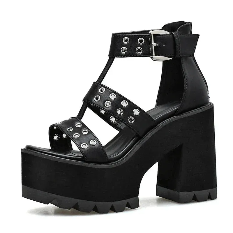 Joskaa 2024 New Chunky Sandals Rivet Gladiator