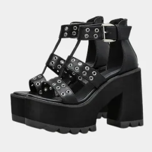 Joskaa 2024 New Chunky Sandals Rivet Gladiator