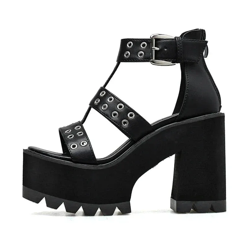 Joskaa 2024 New Chunky Sandals Rivet Gladiator