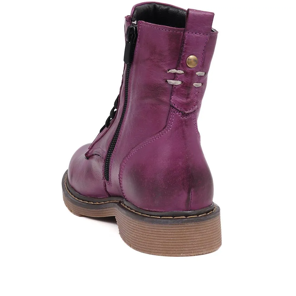 Lace-Up Leather Boots - BELYNR40001 / 326 190