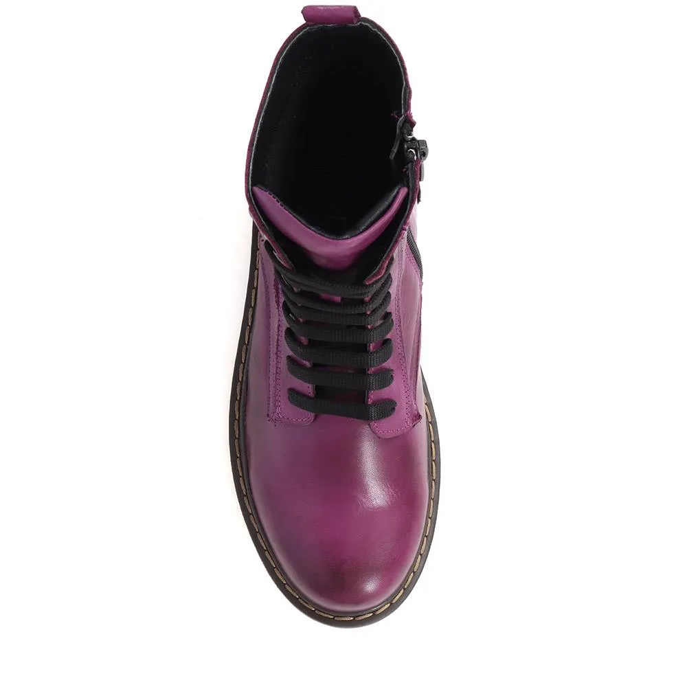 Lace-Up Leather Boots - BELYNR40001 / 326 190