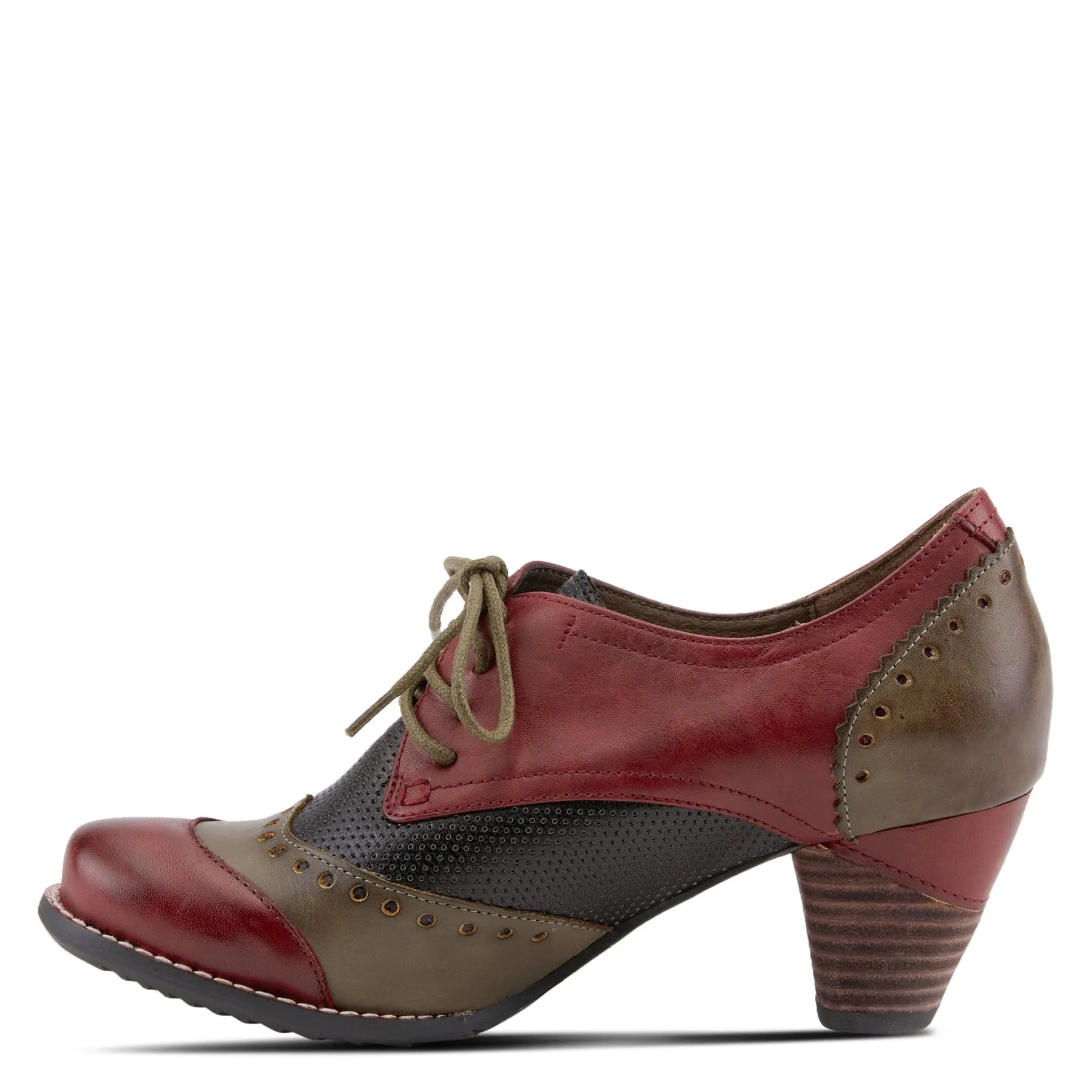 L'Artiste Women's Bardot Heeled Oxfords- Red