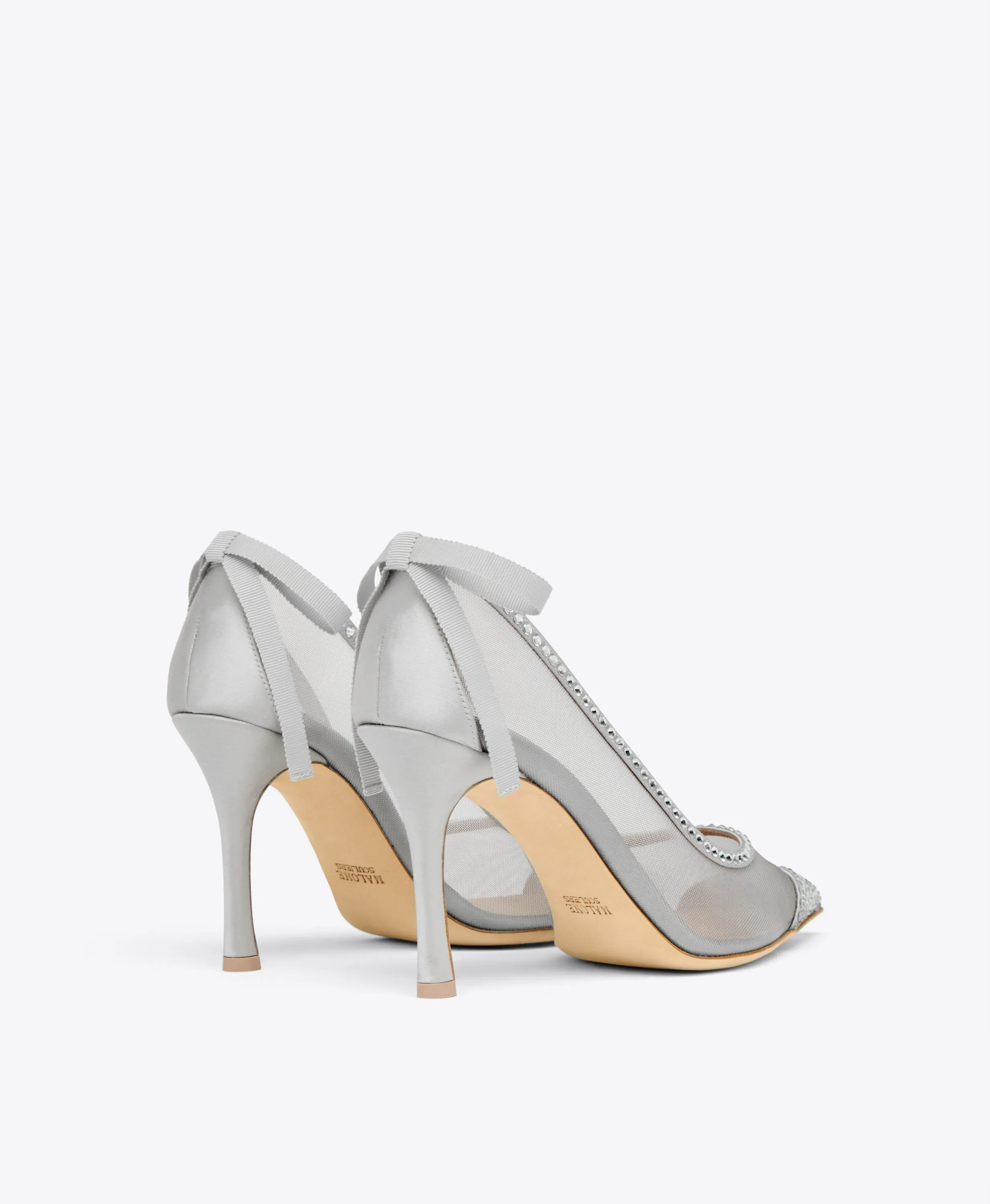 Liberty 90 Silver Embellished  Mesh Pumps